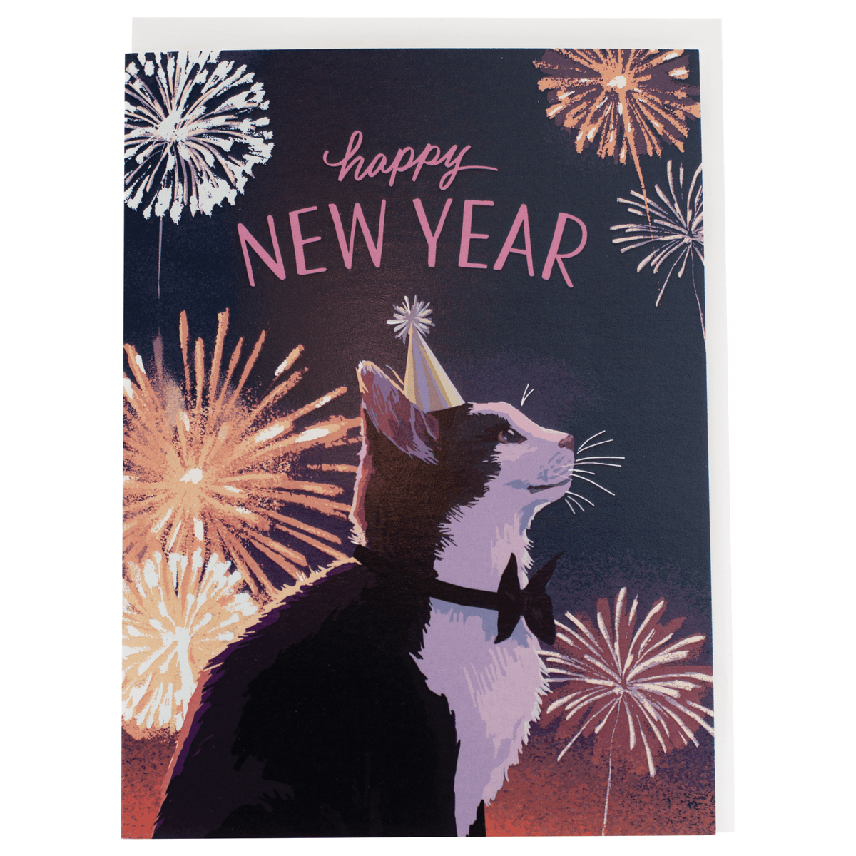 Tuxedo Cat New Year Card Holiday Cards Smudge Ink