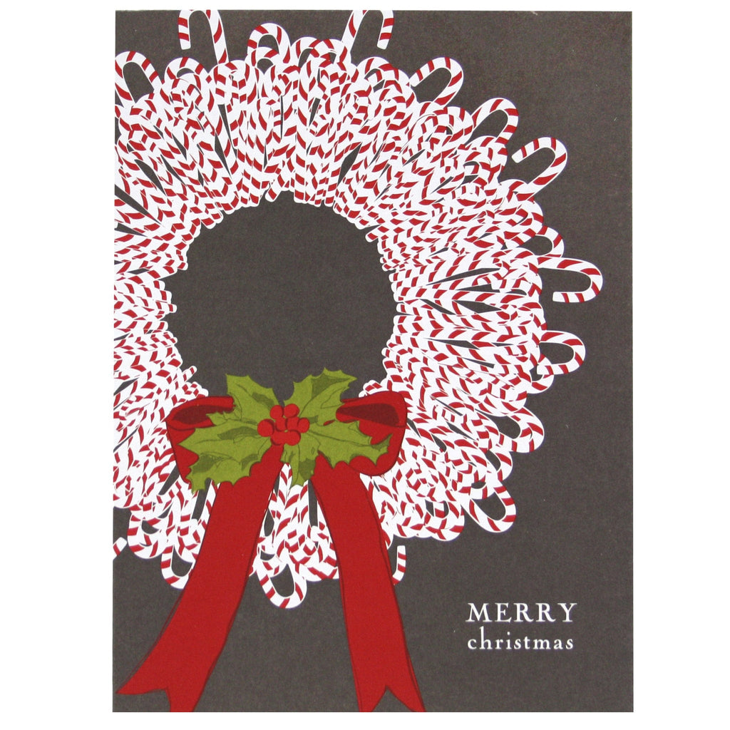 Candy Cane Wreath Christmas Card  Merry Christmas Cards 