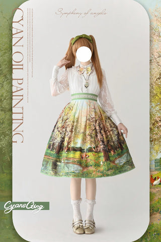 春夏秋冬　油絵絵画スカート