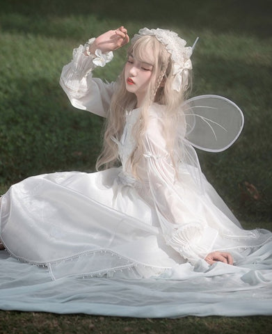 Pure white pretty butterfly lolita dress fairy fairy halloween