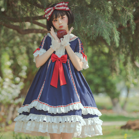 Short-sleeved Snow White Princess Style High Waist Lolita Dress