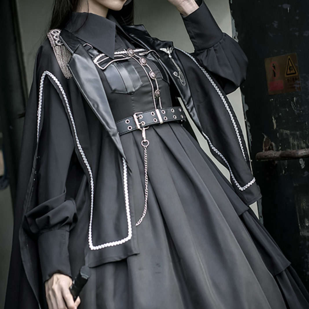 漆黒のミリタリーロリィタ軍服風ジャンパースカート ロリータファッション通販ronron