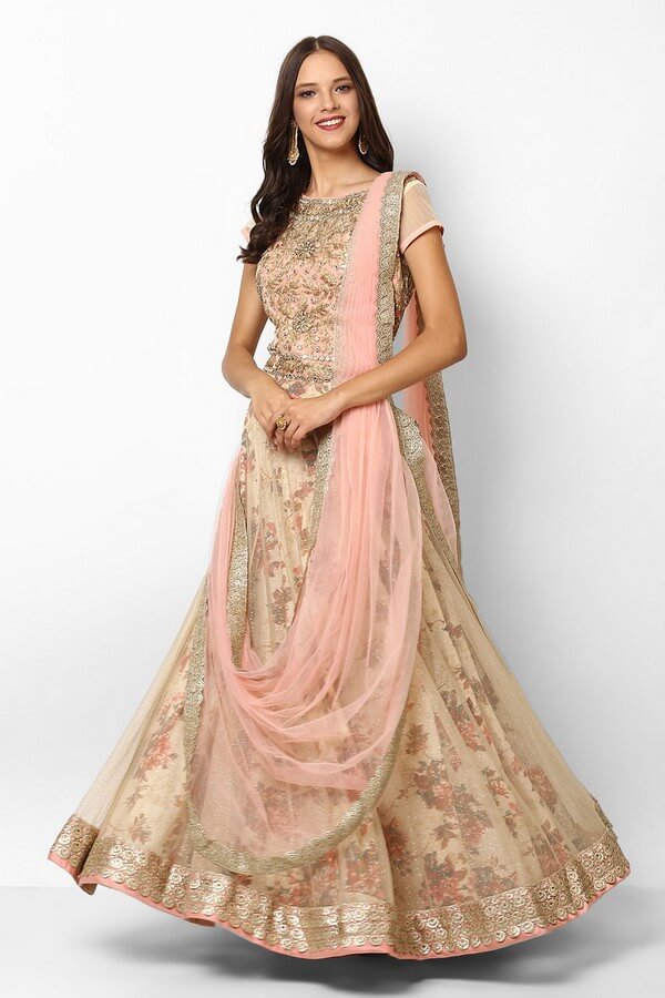 evening gown with dupatta attached