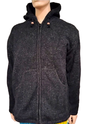 Fleece lined - pure wool - jacket - Charcoal