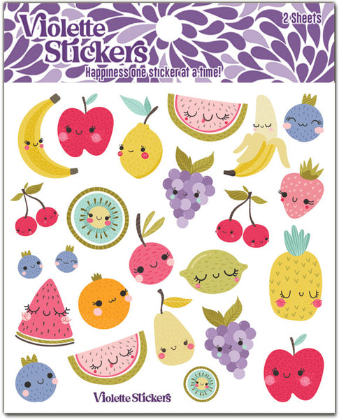 Funny vintage typo fruit stickers By Wondercolor