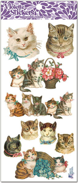 Printable Vintage Cat Stickers, PNG, PDF and JPG by