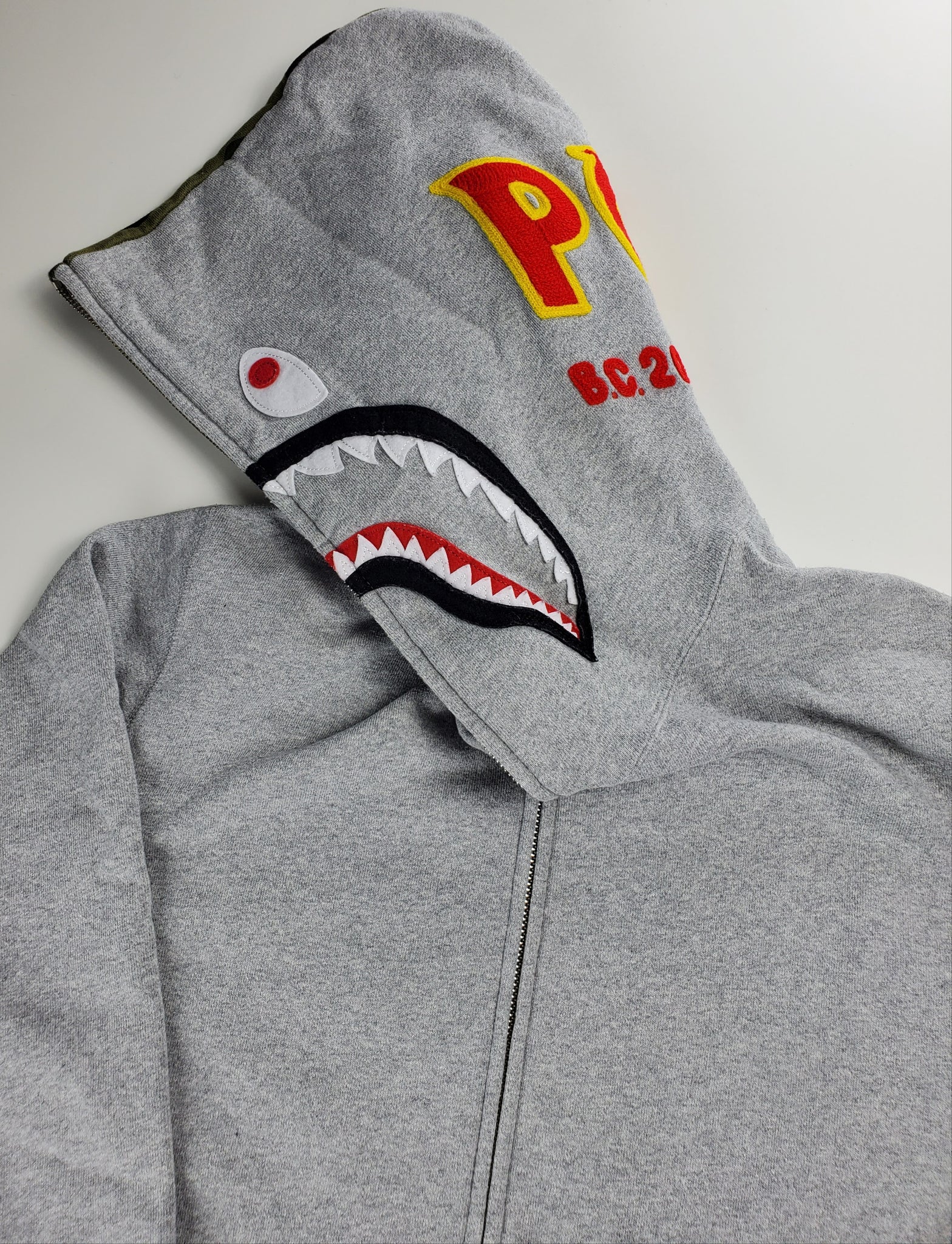 bape ponr shark hoodie grey