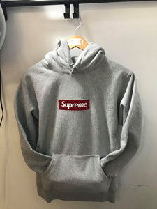 grey and red supreme hoodie