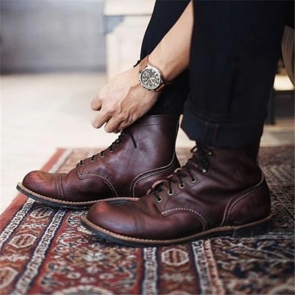 Men Vintage Genuine Leather Ankle Boots 