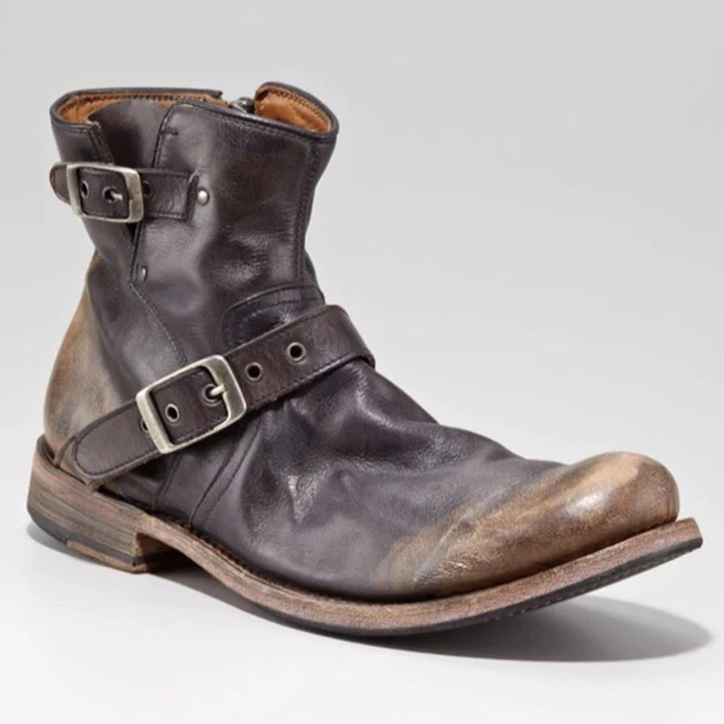 leather strap boots mens