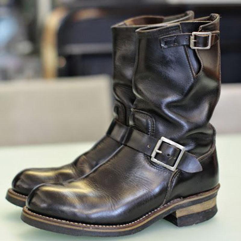 Vintage Leather Mid Engineer Boots 