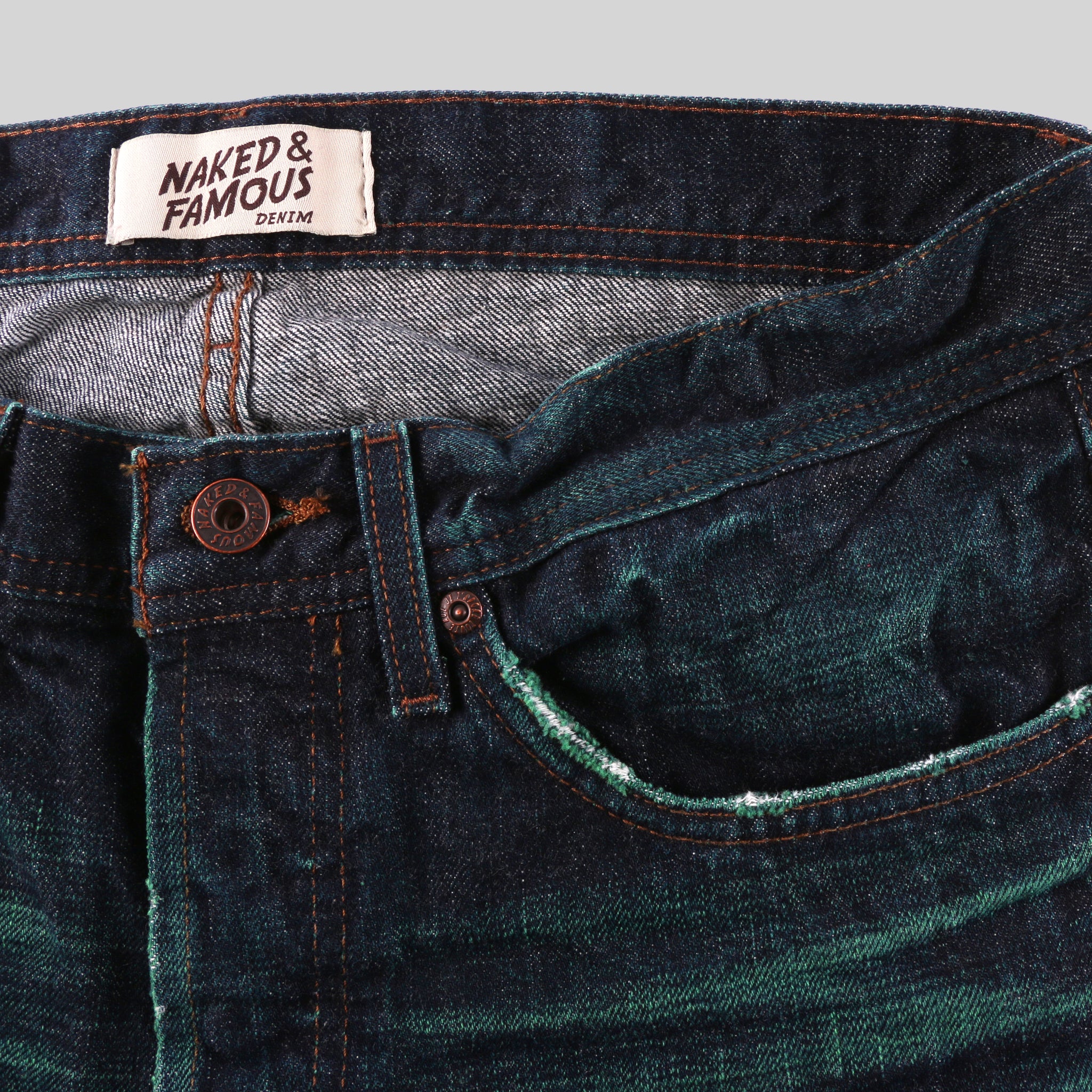 green selvedge jeans