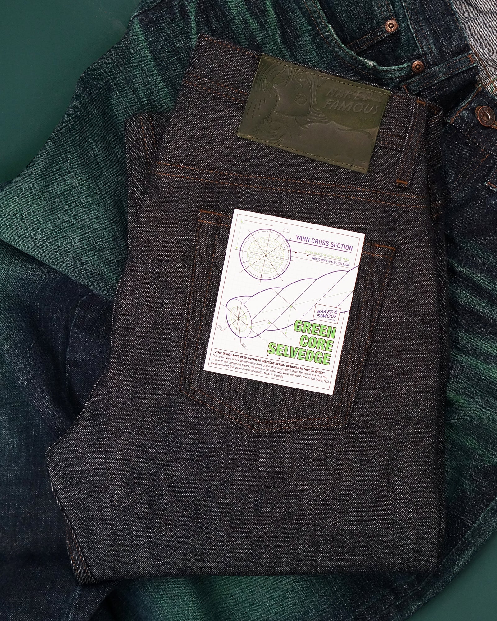 green selvedge jeans