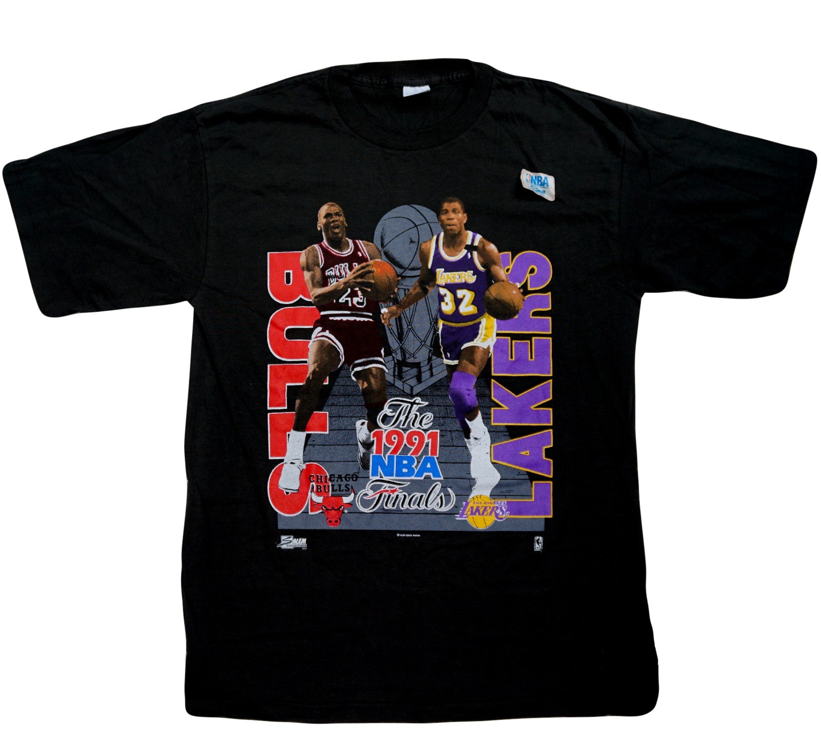 VTG Salem Sports 1991 NBA Finals Bulls Lakers Jordan Magic T Shirt Mens ...