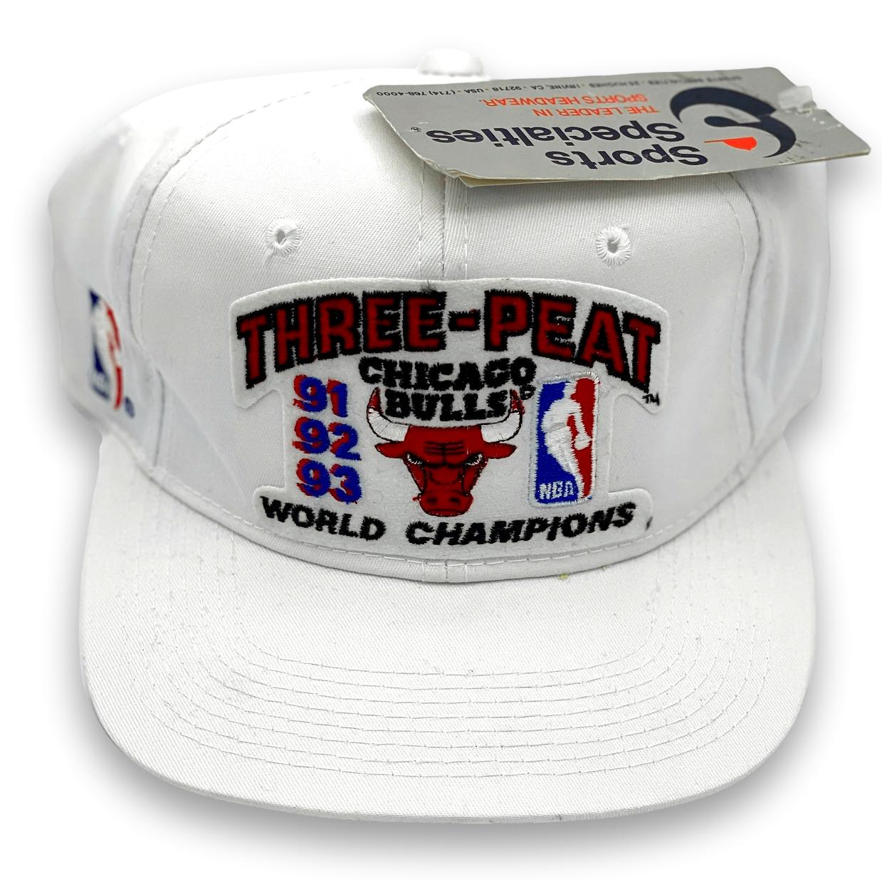 Vintage Rare Chicago Bulls NBA 3 Peat Champion Sports Hat Cap Vtg