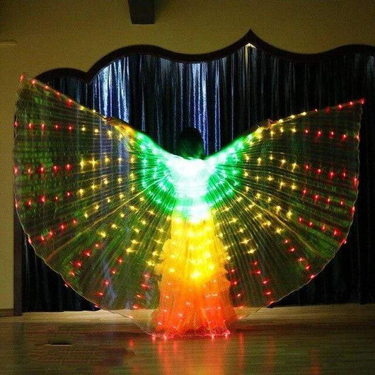 P01 Split white wings luminous glowing cloak dance stage led costumes  bellydance wears party perform led cloak rave led wings dj