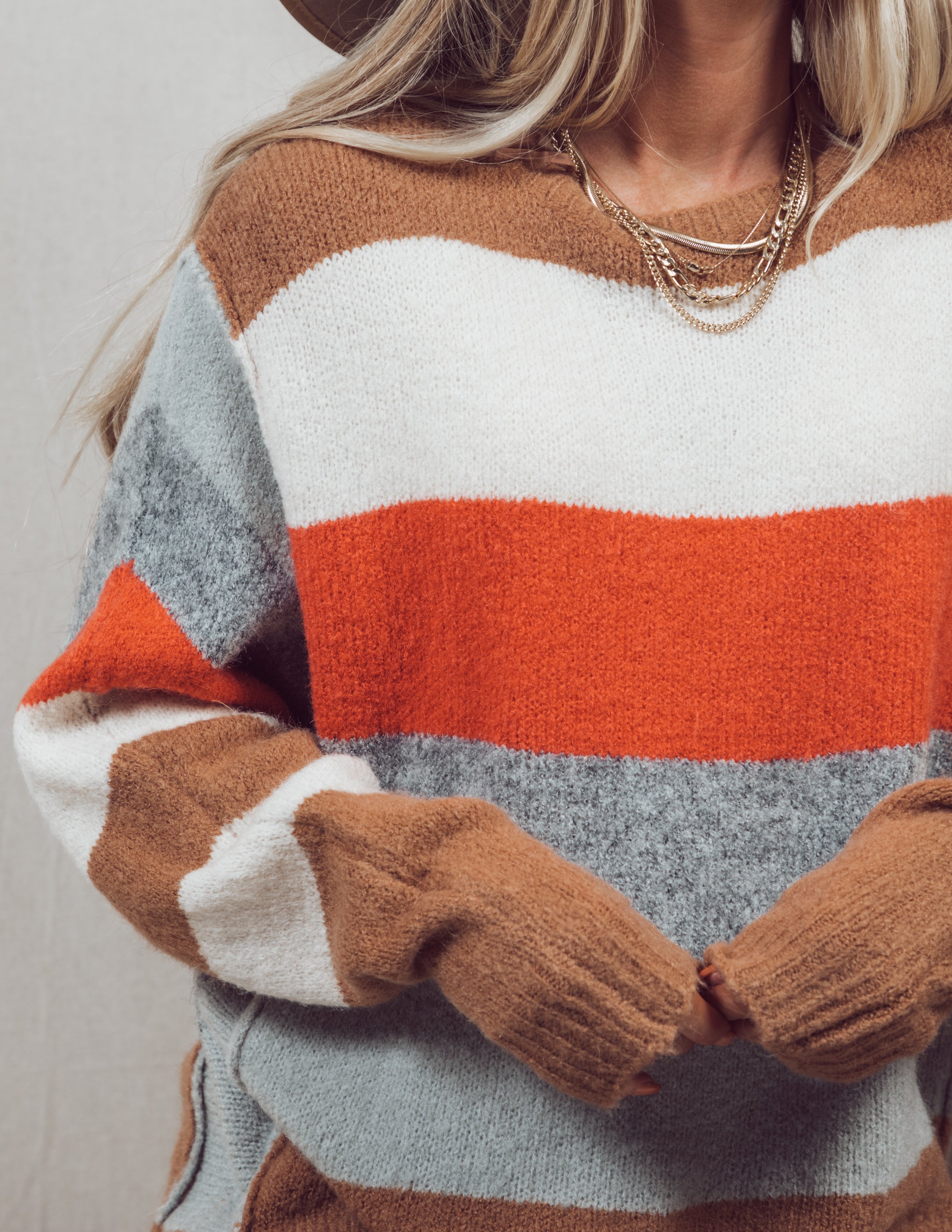 Parker Striped Sweater in Camel