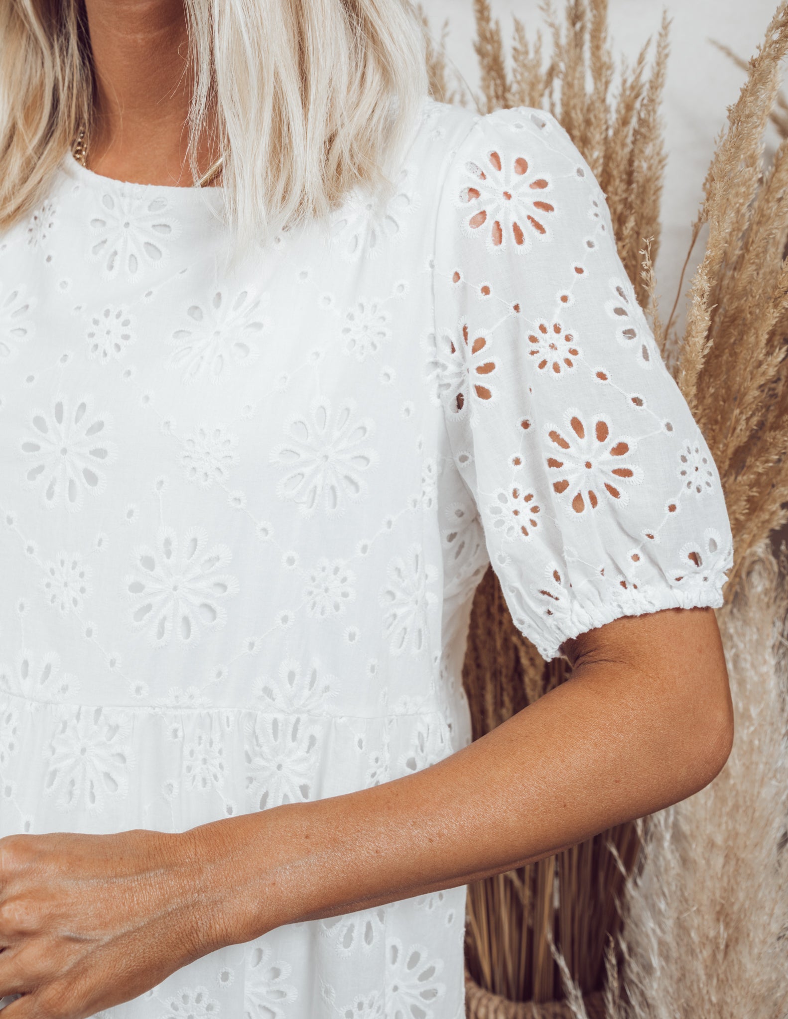 Waterlily Eyelet Midi Dress