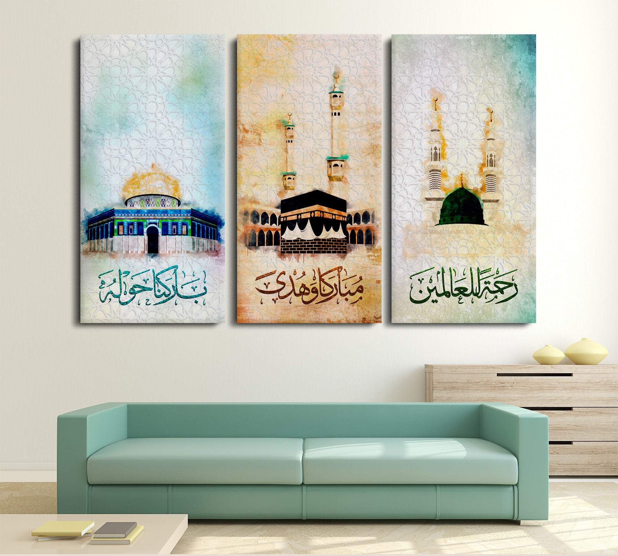 kaaba nabawi aqsa islamic wall art thuluth