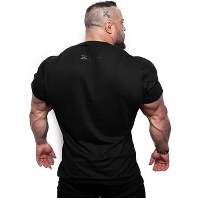 Men Fitness Bodybuilding Skinny T-shirt Short sleeve Cotton shirts Mal ...