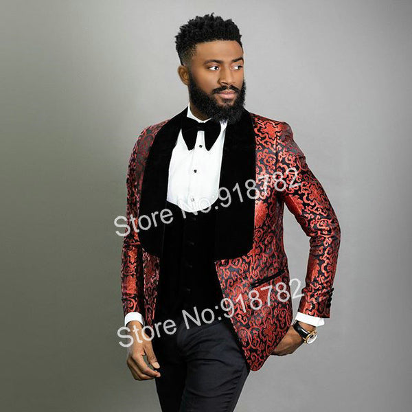 Men Suits For Wedding Floral Tuxedo 2020 Latest Coat Pant Designs 3 Pi ...