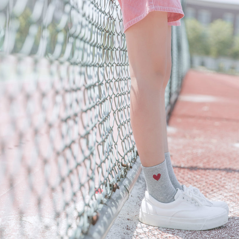 Girls Fashion Socks Women Heart Sports Cotton Long Socks Japanese Nove Hesheonline