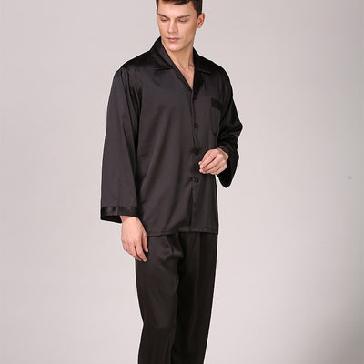 Sleepwear Men Black Nightwear Long Sleeve Pajamas Sleeping Suit for Men Housewear Silk Pajamas for Men Sleepwear Mens Pajama Set