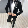 2020 Latest Coat Pant Designs Black Velvet Men Suit Slim Fit 2 Pieces Men Wedding Suits Groom Party Tuxedos Blazer With Pants