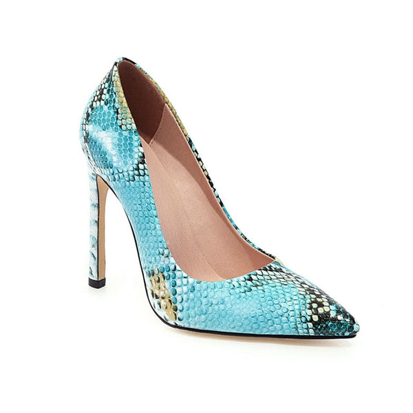 High Heels Shoes Pumps Fashion Snake Print Heeled Shoes Woman - HESHEONLINE