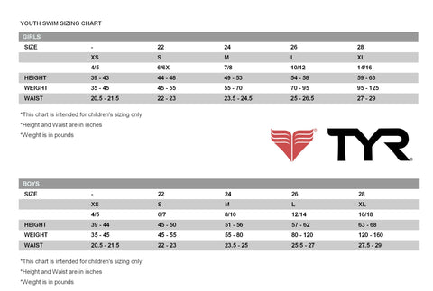 TYR Size Charts – the DeepEnd Swim and Sportswear