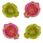 Leaf Handmade Earthen Clay Terracotta Decorative Diyas Oil Lamps (Multicolor) - Set of 4 freeshipping - sunshineshoppe.in
