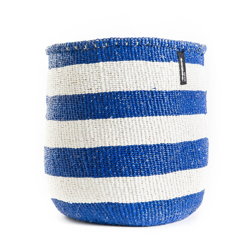 Mifuko - Medium Basket with White and Blue Stripes - BEACH HAUS product image