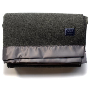 Faribault Mill Twin / Heather Charcoal Pure & Simple Satin Wool Blanket