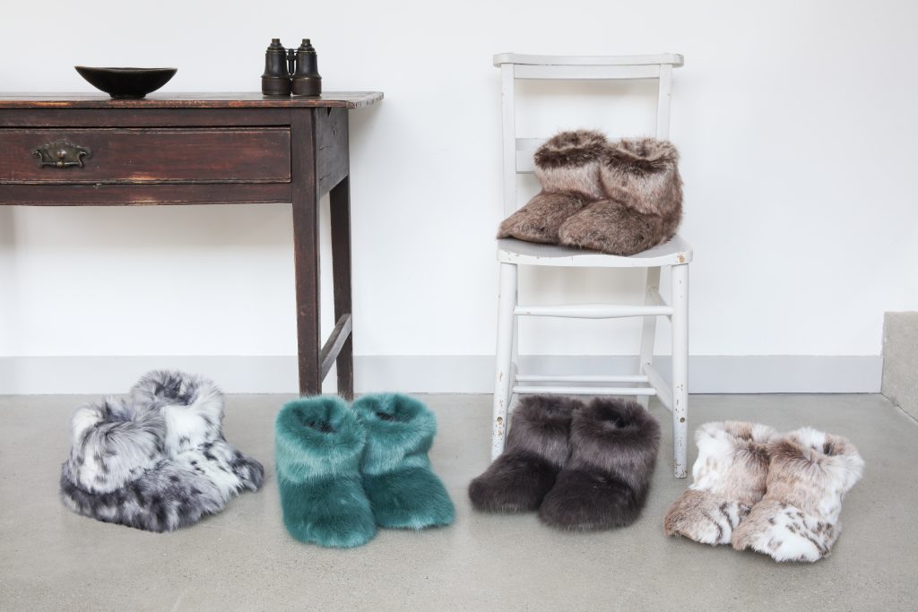 Faux fur slipper boots by Helen Moore