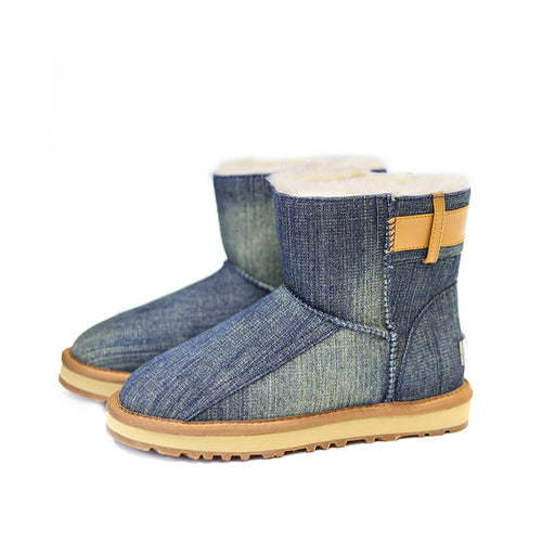 UGG CIELE DENIM CRYSTAL BUTTON BOOTS