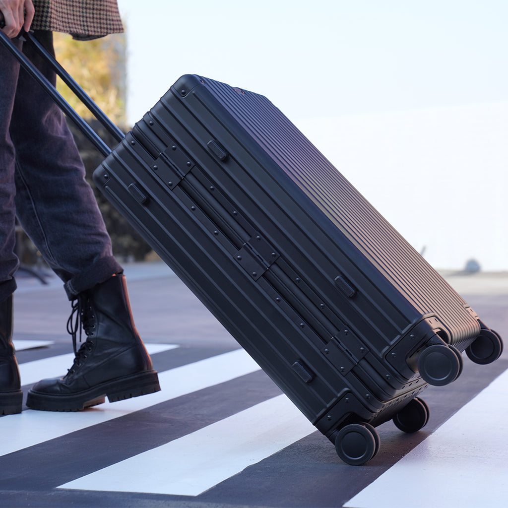 black aluminium luggage