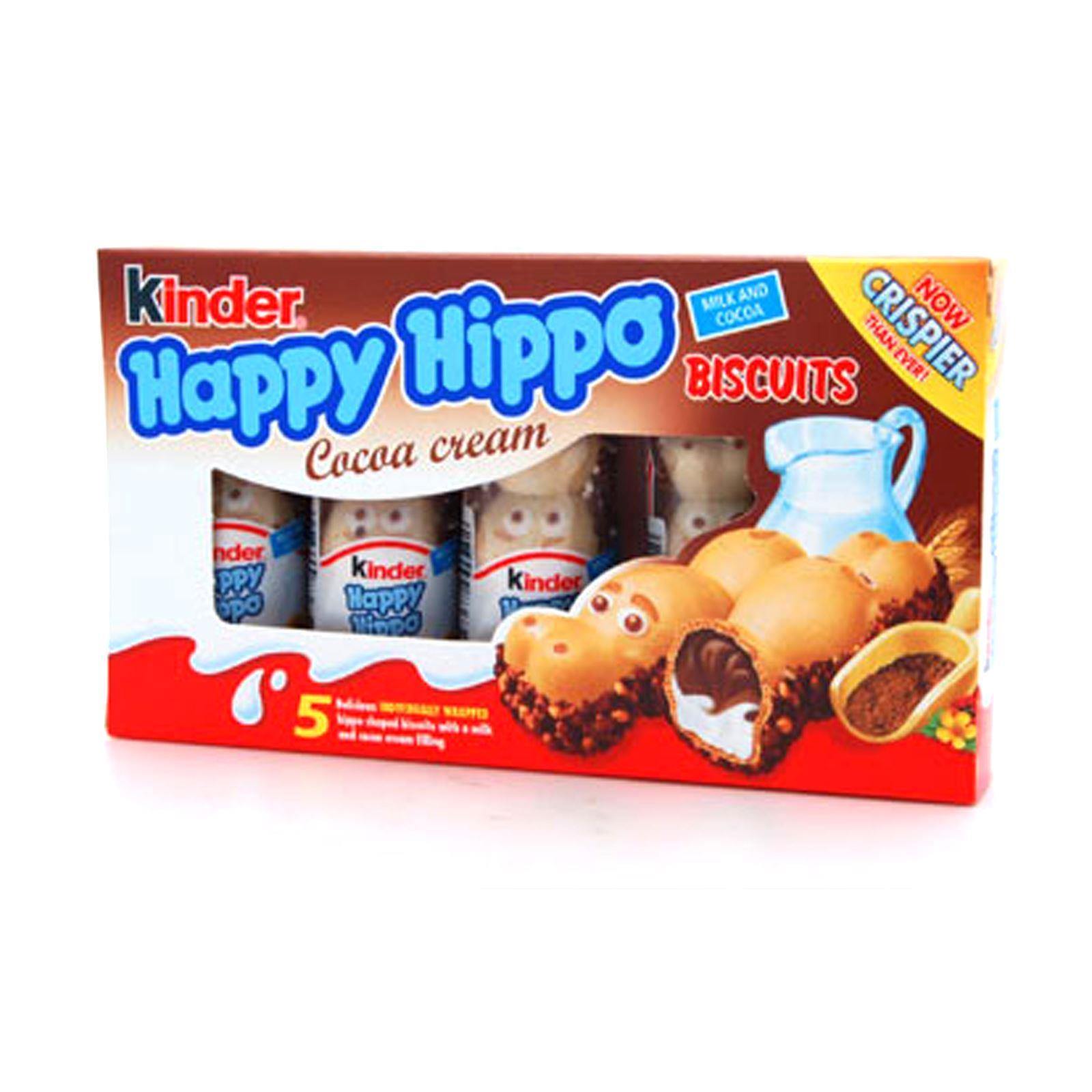 Kinder Happy Hippos Milk &amp; Cocoa Biscuit 7g (10 Packs of 5, Total 50 ...