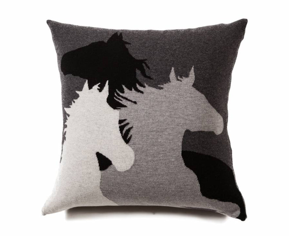 Horse Pillow - Black Gray Anthracite