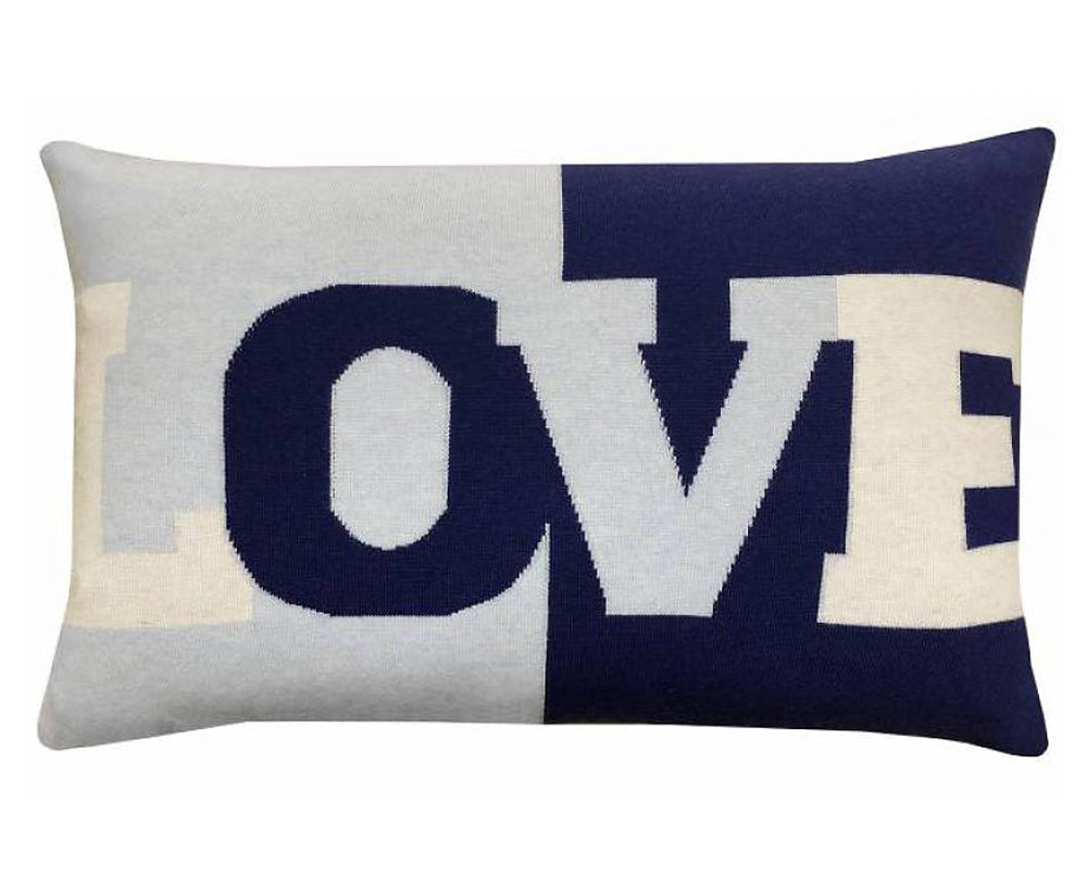 Cashmere Love Pillow - Navy Light Blue