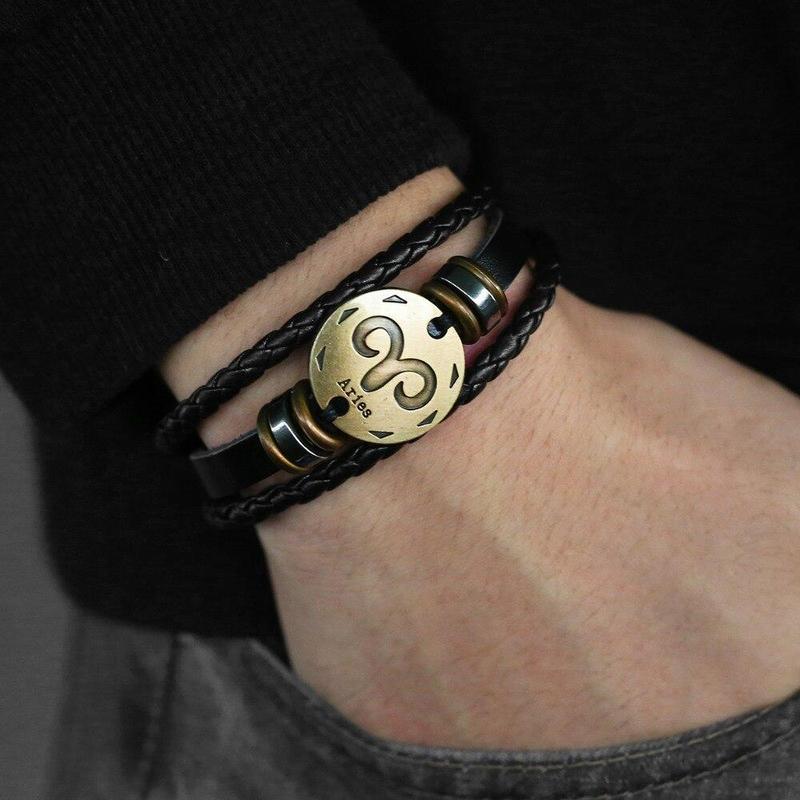 Men's Horoscope Leather Bracelet