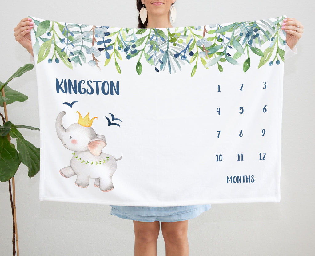 Download Kingston Elephant Milestone Baby Blanket Avery James Studio