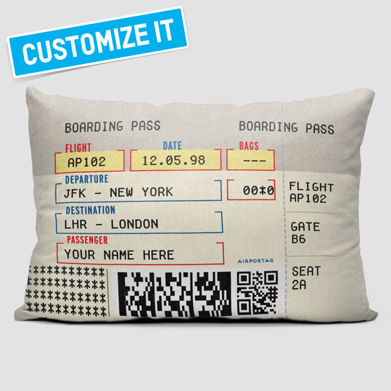 Custom Boarding Pass Throw Pillow