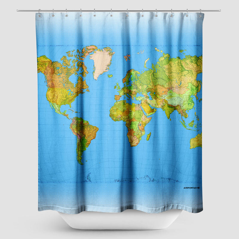 World Map Shower Curtain