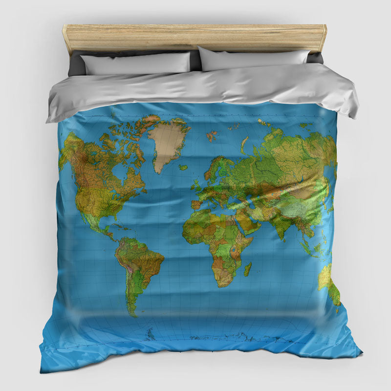 World Map Duvet Cover
