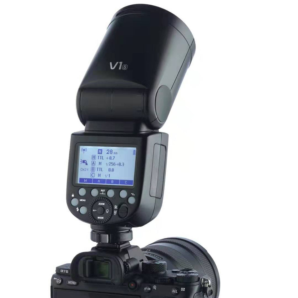 Godox V1 Round Head Flash for Fuji 2.4G TTL, HSS.Li-Ion Batt