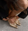 Sylph Gold Leather Low Heels