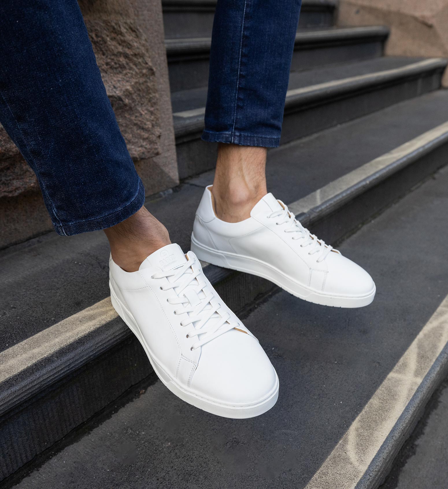 Bohrium Clean White Leather Men's Sneakers | Bared Footwear