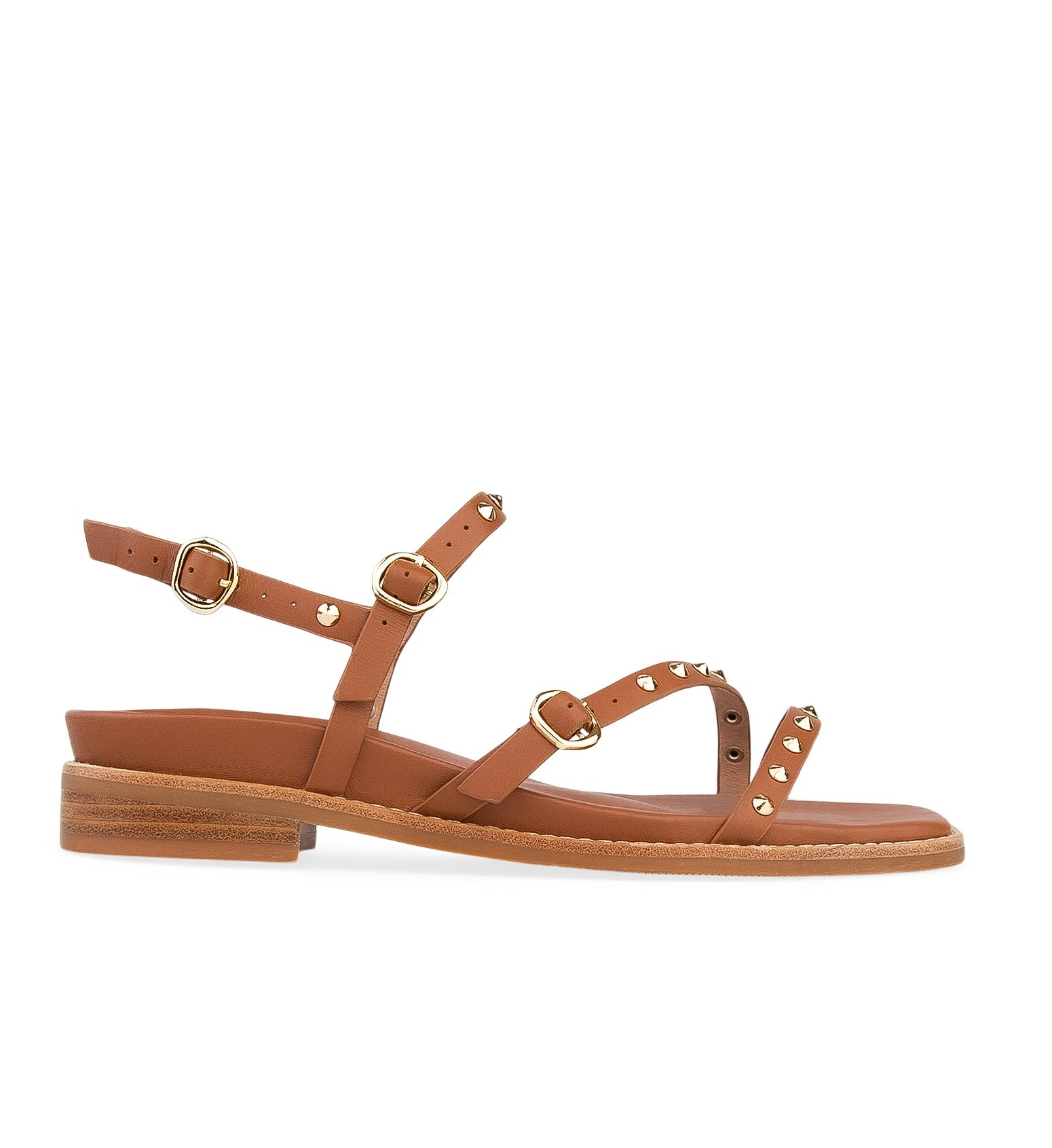 Flowerpecker Tan Leather Flat Sandals | Bared Footwear