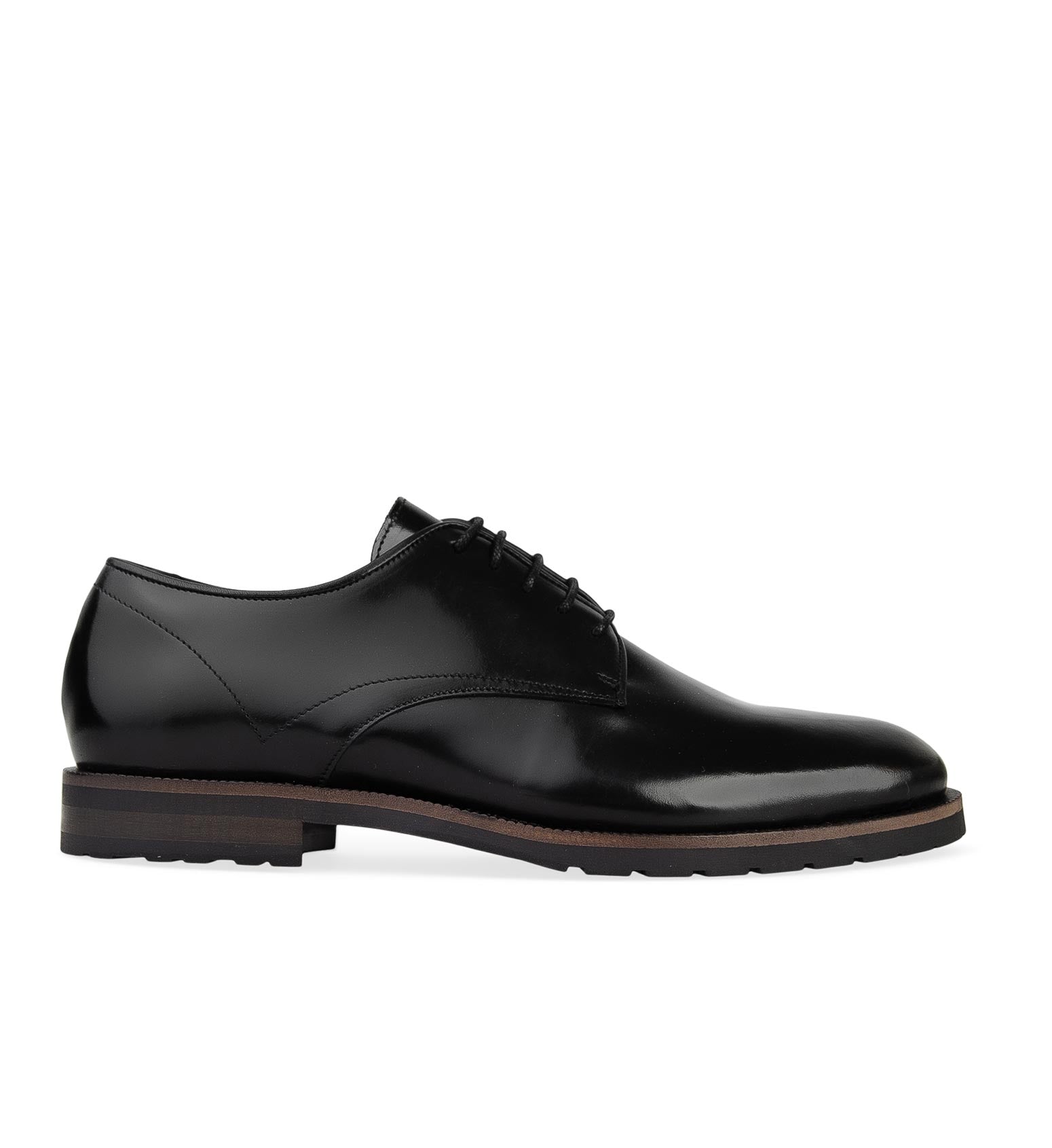 Lutetium Black Polished Leather Lace Up Dress Shoes | Bared Footwear