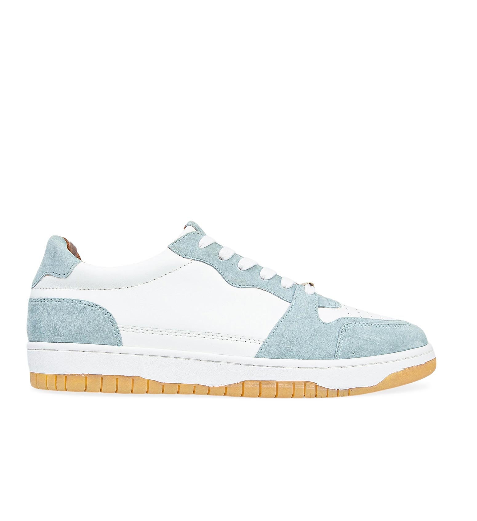 Tui White Leather & Blue Suede Sneakers | Bared Footwear